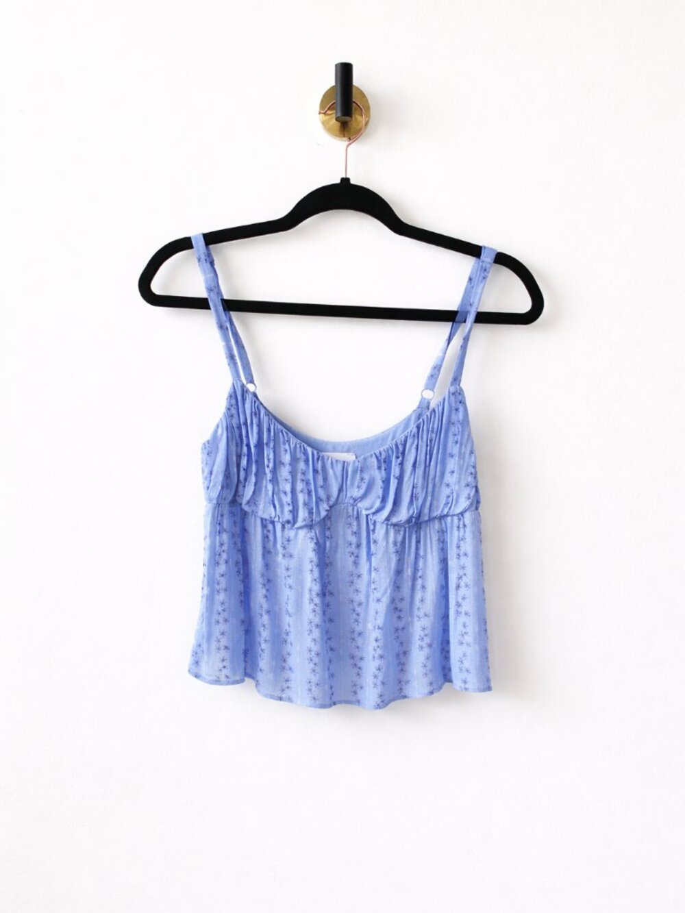 Skylar + Madison Blue Floral Ruffle Cami Tank Top - Boho Festival Style